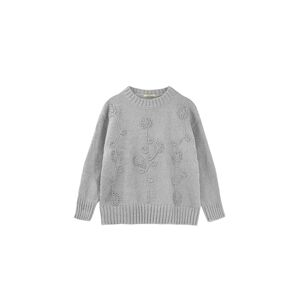 Cubic Floral Design Crew Knit Sweater Gray UN female