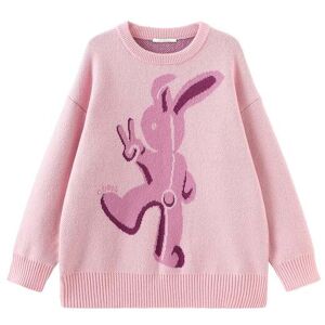 Cubic Oversized Rabbit Knit Sweater Pink M female