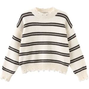 Cubic Distressed Striped Knit Sweater White UN female