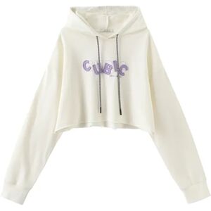 Cropped CUBIC Hoodie White S female