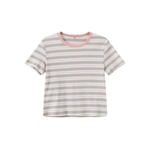 Cubic Striped Rib Knit T-Shirt Pink UN female
