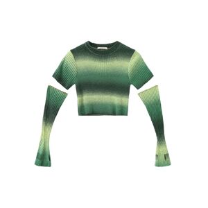 Cubic Striped Cropped Knit T-Shirt Green S female