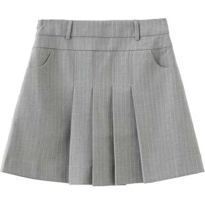 Cubic Pinstripe Pleated Mini Skirt Gray S female