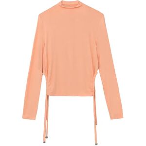 Cubic Drawstring Side Cut Out High Neck Top LightSalmon M female