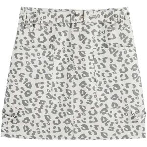 Cubic Leopard Print Multi-Pocketed Mini Skirt White S female