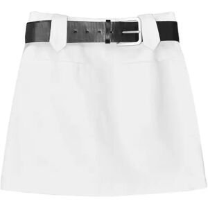 Cubic Denim Mini Skirt White L female