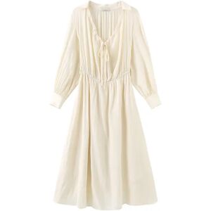 Cubic Gathered Empire Midi Dress Beige S female