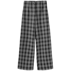 Cubic Tartan Straight Wide-Leg Trousers Black S female