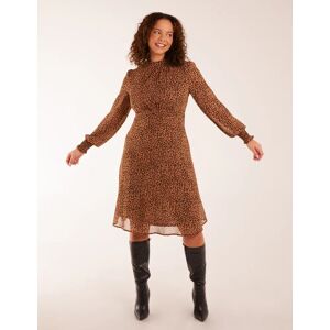 Blue Vanilla Long Sleeve Shirring Cuff Swing Dress - 10 / Tan - female