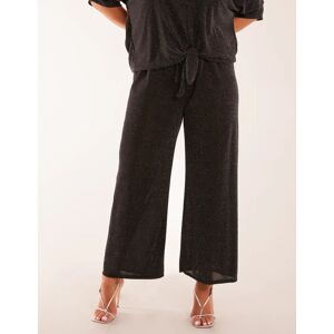 Blue Vanilla Sparkly Elasticated Waist Wide Leg Trousers - M/L / BLACK/SILVER - female