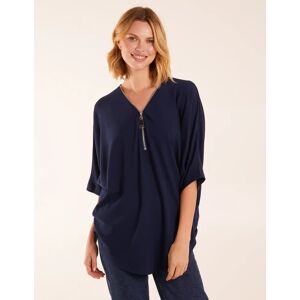 Blue Vanilla Zip Front Top - S/M / NAVY - female