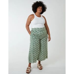 Blue Vanilla Curve Shirred Wide Leg Trouser - 22/24 / KHAKI - female