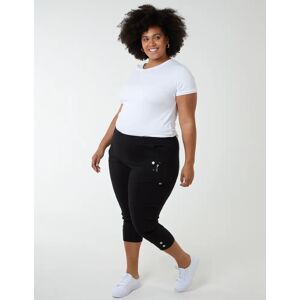 Blue Vanilla Curve Elasticated Waist Zip Detail Crop Trousers - 26 / BLACK - female