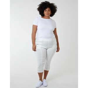 Blue Vanilla Curve Elasticated Waist Zip Detail Crop Trousers - 20 / WHITE - female