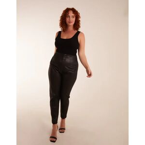 Blue Vanilla Curve Matte Faux Leather Tailored Trousers - 26/28 / BLACK - female