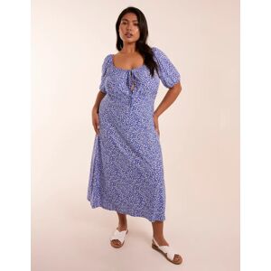 Blue Vanilla Curve Milkmaid Stretch Crepe Midi Dress - 22 / Light Blue - female