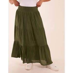 Blue Vanilla Curve Tiered Shirred Maxi Skirt - 22/24 / KHAKI - female