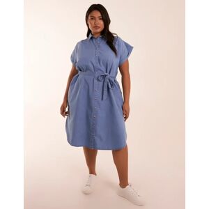 Blue Vanilla Curve Button Front Shirt Dress - 18/20 / MID DENIM - female