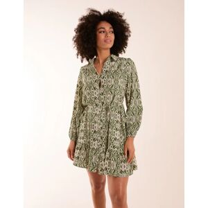 Blue Vanilla Long Sleeve Mini Shirt Dress - 10 / KHAKI - female