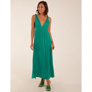 Blue Vanilla Rope Detail Plunge V-Neck Split Hem Maxi Dress - 12 / GREEN - female
