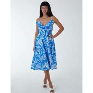 Blue Vanilla Ruffle Wrap Front Cami Dress - 10 / BLUE - female