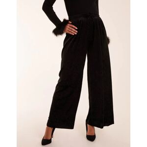 Blue Vanilla Sparkling Velour Wide Leg Trouser - S / BLACK - female