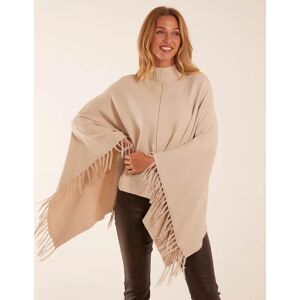 Blue Vanilla Tassel High Neck Poncho - ONE / STONE - female