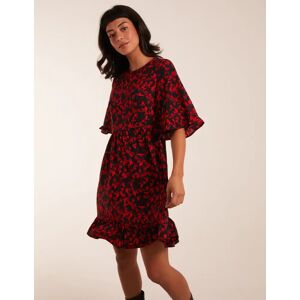 Blue Vanilla Floral Frill Hem Swing Mini Dress - 16 / RED - female