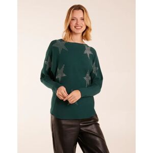 Blue Vanilla Diamante Star Batwing Jumper - S/M / Bottle Green - female