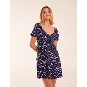 Blue Vanilla Sweet Heart Neck Floral Mini Dress - S / NAVY - female