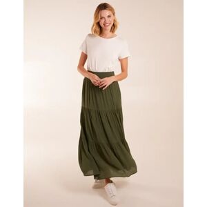 Blue Vanilla Shirring Waist Tiered Maxi Skirt - L / KHAKI - female