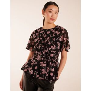 Blue Vanilla Angel Sleeve Tie Front Blouse - 14 / BLACK - female