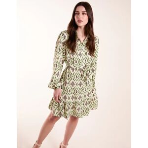 Blue Vanilla Long Sleeve Belted Shirt Mini Dress - 16 / GREEN - female