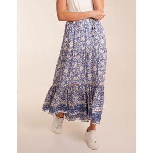 Blue Vanilla Elasticated Waistband Tiered Maxi Skirt - L / BLUE - female