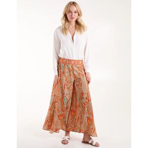 Blue Vanilla Embellished Waist Wide Leg Trousers - L / ORANGE - female