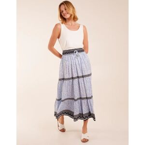 Blue Vanilla Contrast Printed Tiered Skirt - L / BLUE - female