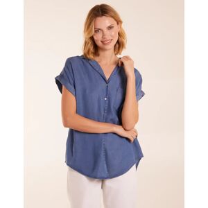 Blue Vanilla Tencel Button Down Pocket Top - L / DENIM - female