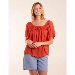 Blue Vanilla Shirred At Front Swing Top - S / ORANGE - female