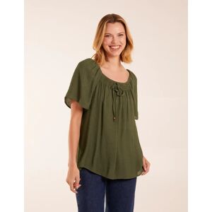 Blue Vanilla Shirred At Front Swing Top - M / KHAKI - female