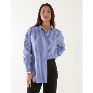 Blue Vanilla Contrast Cuff Oversized Shirt - S/M / BLUE - female