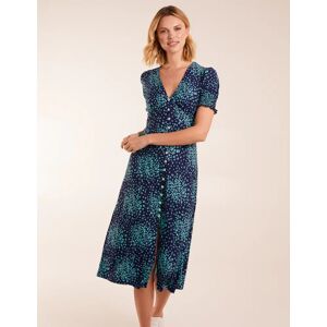 Blue Vanilla Ditsy Floral Button Front Midi Dress - 10 / NAVY - female