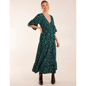 Blue Vanilla Elasticated Neck Shirred Waist Midi Dress - S / Teal - female