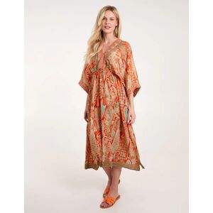 Blue Vanilla Embellished Kimono Midi Dress - S / ORANGE - female