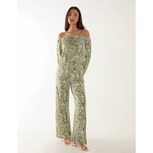 Blue Vanilla Off The Shoulder Top And Wide Leg Trouser Set - S/M / GREEN - female