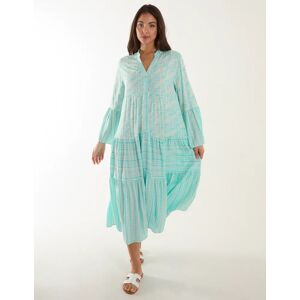 Blue Vanilla Tiered Maxi Long Sleeve Dress - L / BLUE - female