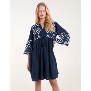 Blue Vanilla Embroidered Tunic Dress - S / NAVY - female