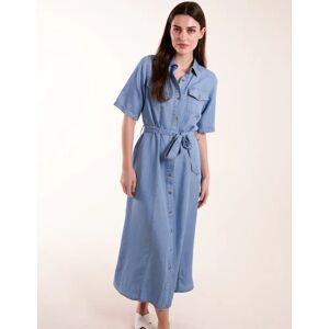 Blue Vanilla Tencel Button Front Midi Shirt Dress - 14 / MID DENIM - female