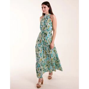 Blue Vanilla Halter Neck Paisley Maxi Dress - 16 / GREEN - female