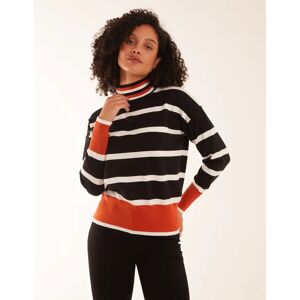 Blue Vanilla Sport Stripe High Neck Jumper - M/L / ORANGE - female