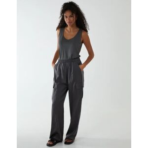 Blue Vanilla Wide Leg Cargo Trouser - L / Dark Grey - female